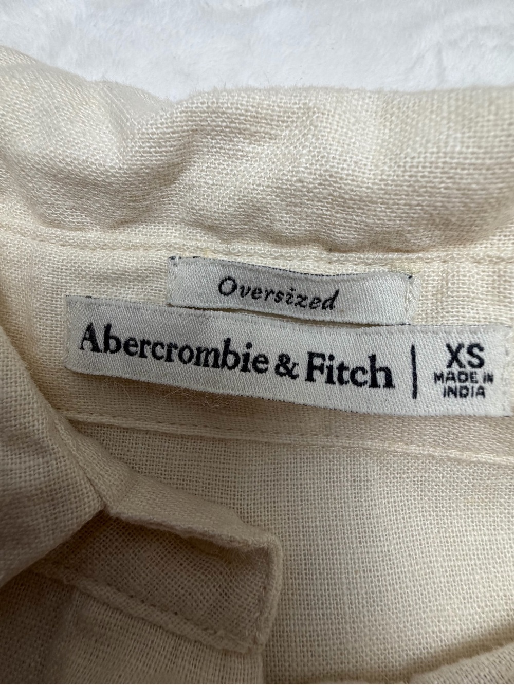 Abercrombie & Fitch Oversized Linen Blend Button Front Shirt XS Euro Travel - Picture 2 of 12